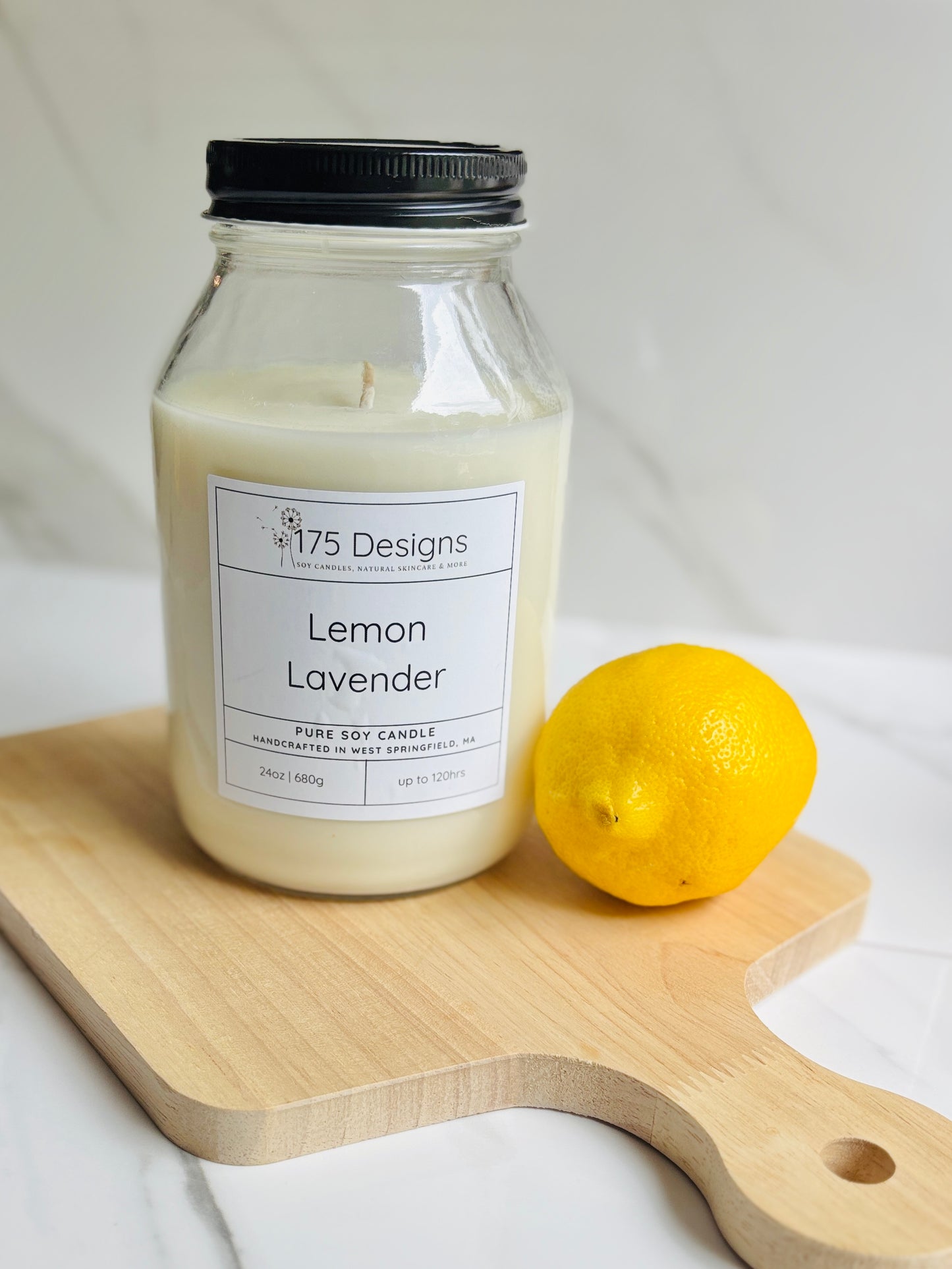 Hand-Poured Soy Candle | Lemon Lavender