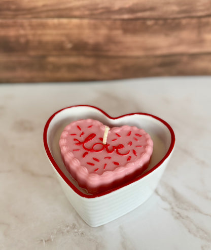Hand-Poured Soy Candles | Valentines Day Candles | Heart "Cake"