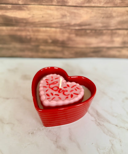 Hand-Poured Soy Candles | Valentines Day Candles | Heart "Cake"