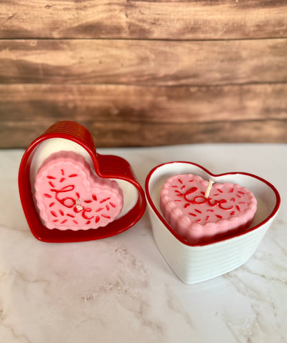 Hand-Poured Soy Candles | Valentines Day Candles | Heart "Cake"