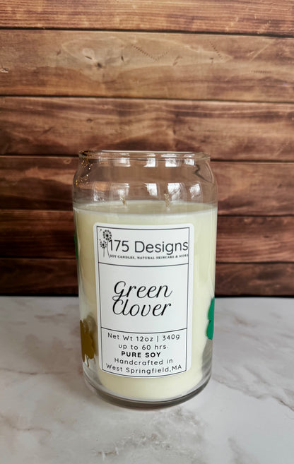 Hand-Poured Soy Candles | Shamrock Jars | Green Clover