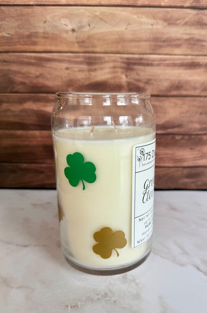 Hand-Poured Soy Candles | Shamrock Jars | Green Clover